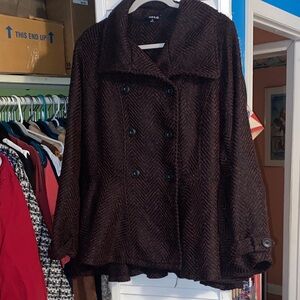 Torrid Brown Herringbone Pea Coat